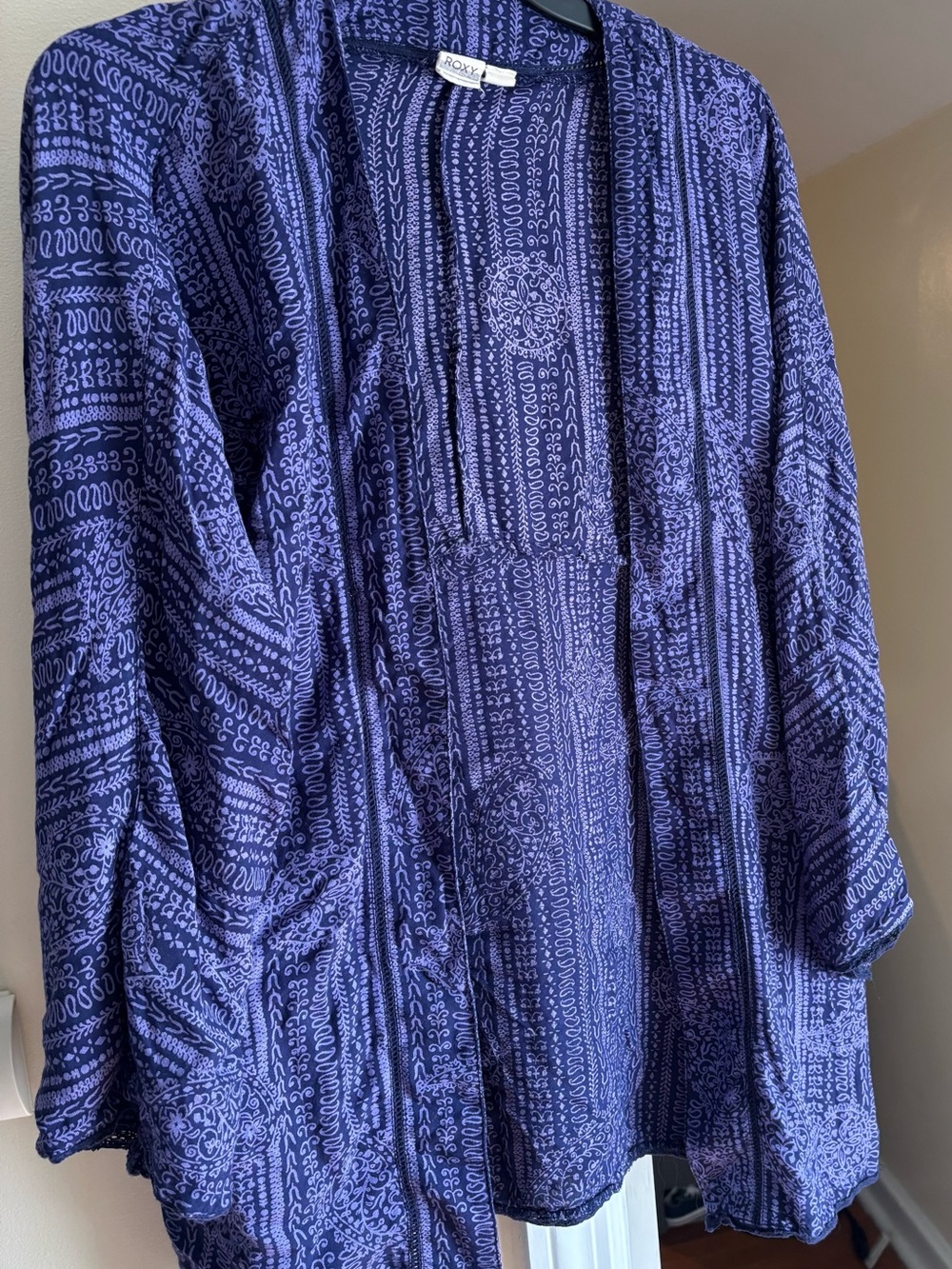 Roxy Blue Patterned Lightweight Cardigan
